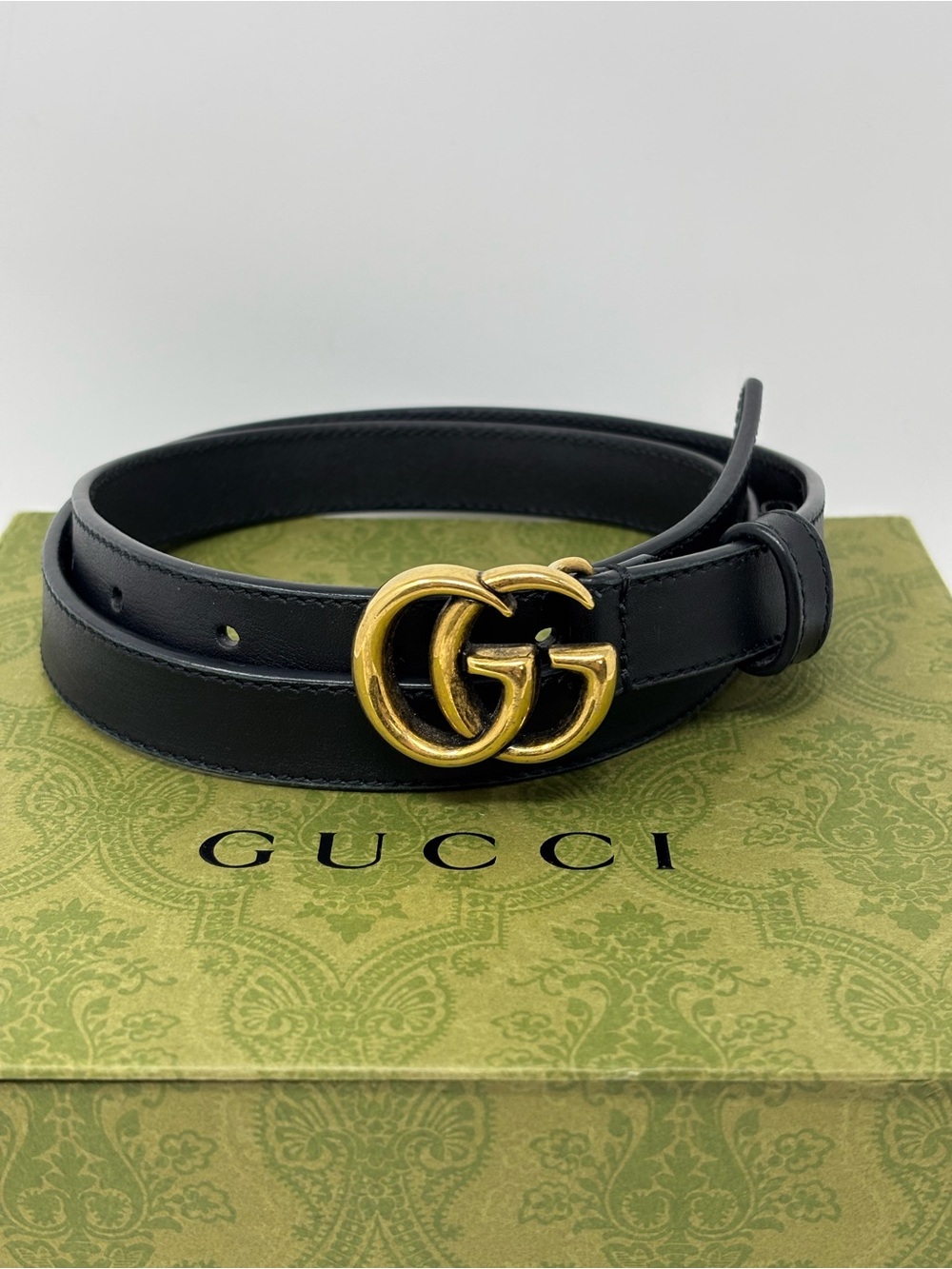 Gucci Double G logo leather black belt size 80 - Picture 2 of 10